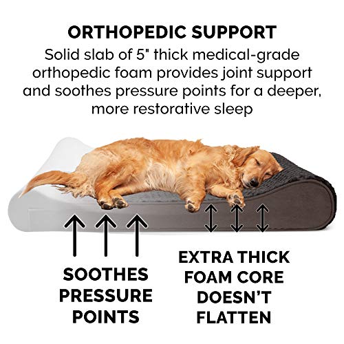 Furhaven Pet Dog Bed - Orthopedic Ultra Plush Faux Fur Ergonomic Luxe Lounger Cradle Mattress Contour Pet Bed w/ Removable Cover for Dogs & Cats, Chocolate, Large