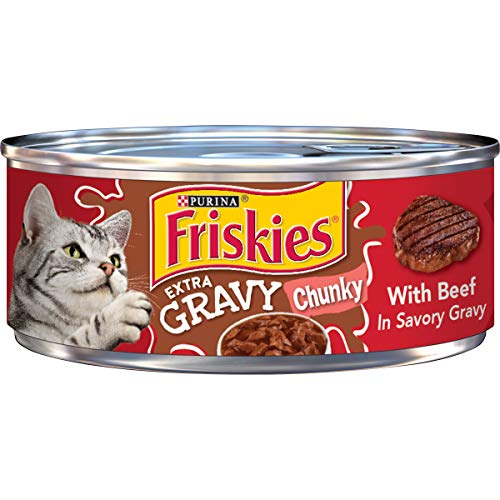 Purina Friskies Gravy Wet Cat Food, Extra Gravy Chunky With Beef in Savory Gravy - (24) 5.5 oz. Cans