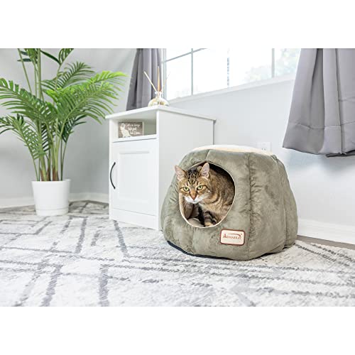 Armarkat Cat Bed, Laurel Green and Beige