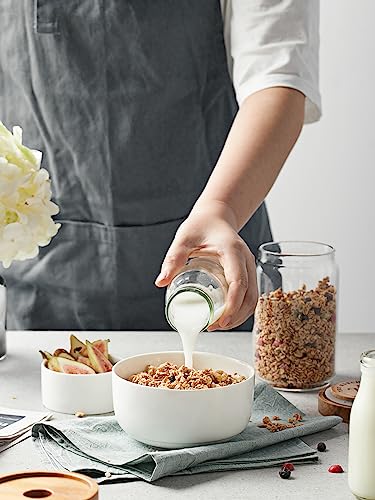 DOWAN 22 Ounce Cereal Bowls, White Bowls Set for Soup, Desserts, Ice Creams, 6 Packs, White