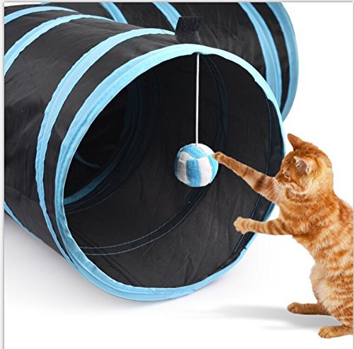 Creaker 3 Way Cat Tunnel, Collapsible Pet Toy Tunnel Ball Cat, Puppy, Kitty, Kitten, Rabbit