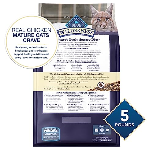 Blue Buffalo Wilderness High Protein Grain Free, Natural Mature Dry Cat Food, Chicken 5-lb