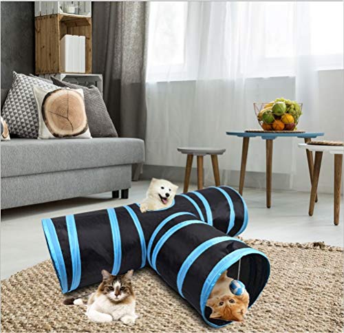 Creaker 3 Way Cat Tunnel, Collapsible Pet Toy Tunnel Ball Cat, Puppy, Kitty, Kitten, Rabbit