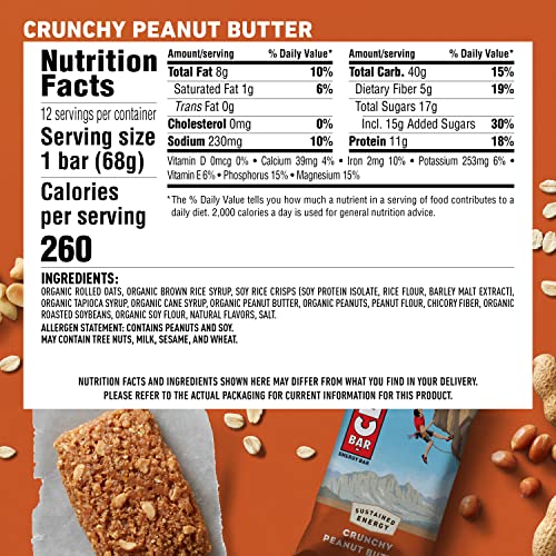 CLIF BAR - Energy Bars - Crunchy Peanut Butter - (2.4 Ounce Protein Bars, 12 Count)