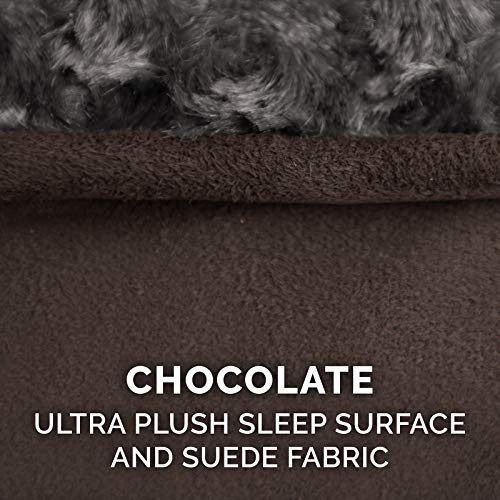 Furhaven Pet Dog Bed - Orthopedic Ultra Plush Faux Fur Ergonomic Luxe Lounger Cradle Mattress Contour Pet Bed w/ Removable Cover for Dogs & Cats, Chocolate, Large