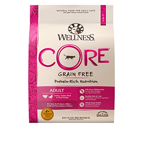 Wellness Core Natural Grain Free Dry Cat Food, Turkey, Turkey Meal & Duck Recipe, 11-Pound Bag