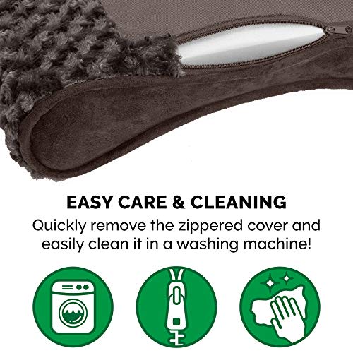 Furhaven Pet Dog Bed - Orthopedic Ultra Plush Faux Fur Ergonomic Luxe Lounger Cradle Mattress Contour Pet Bed w/ Removable Cover for Dogs & Cats, Chocolate, Large