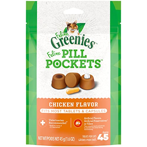 FELINE GREENIES PILL POCKETS Cat Treats, Chicken, 45 Treats, 1.6 oz.