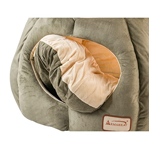 Armarkat Cat Bed, Laurel Green and Beige
