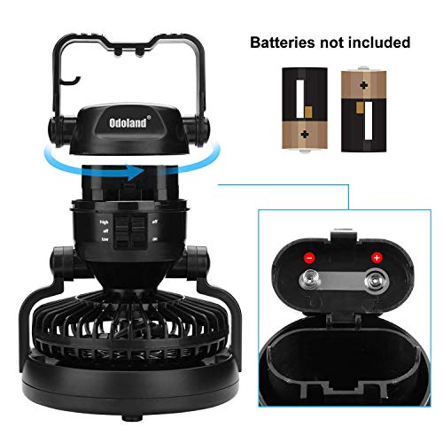 Odoland Portable LED Camping Lantern with Ceiling Fan - Hurricane Emergency Survival Kit