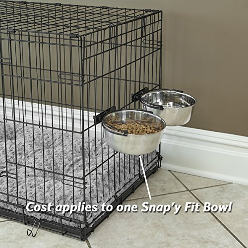 MidWest Homes for Pets Snap'y Fit Stainless Steel Food Bowl / Pet Bowl, 2 qt. for Dogs & Cats (42), Silver