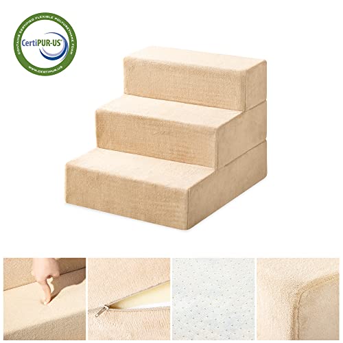 Zinus 3 Step Comfort Pet Stairs/Pet Ramp/Pet Ladder, Small