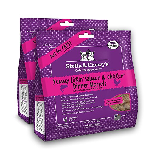 Stella & Chewy Freeze-Dried Raw Yummy Lickin Salmon & Chicken Dinner Morsels Grain-Free Cat Food 7 oz