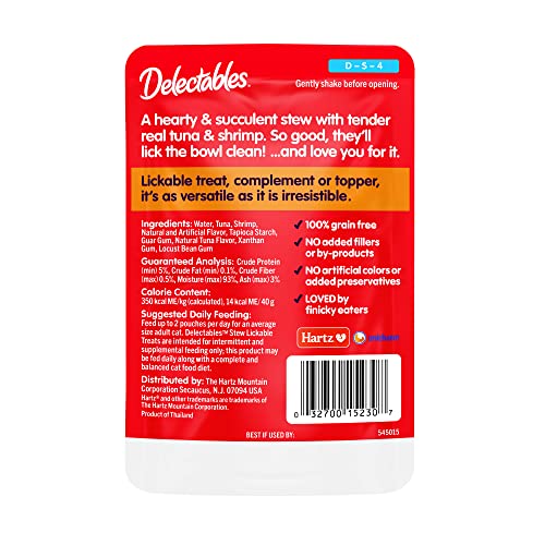 Delectables Stew Lickable Wet Cat Treats - Tuna and Shrimp-12 pack