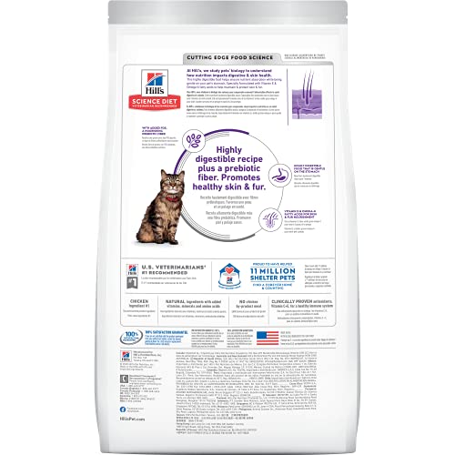 Hill's Science Diet Dry Cat Food, Adult, Sensitive Stomach & Skin, Chicken & Rice Recipe, 15.5 lb Bag