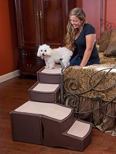 Pet Gear Easy Step Bed Stair for Cats/Dogs with Storage Compartment, Removable Washable Carpet Treads, Space-Saving Multi-Position Design
