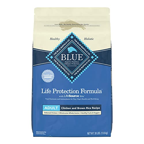 Blue Buffalo Life Protection Formula Adult Dog Food Natural Dry Dog Food for Adult Dogs Chicken and Brown Rice 30 lb. Bag