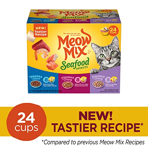 Meow Mix Seafood Selections Wet Cat Food, Variety Pack, 2.75 Ounce Cup (Pack of 24)