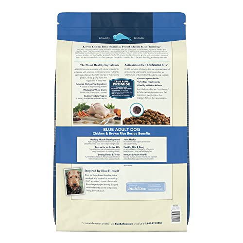 Blue Buffalo Life Protection Formula Adult Dog Food Natural Dry Dog Food for Adult Dogs Chicken and Brown Rice 30 lb. Bag