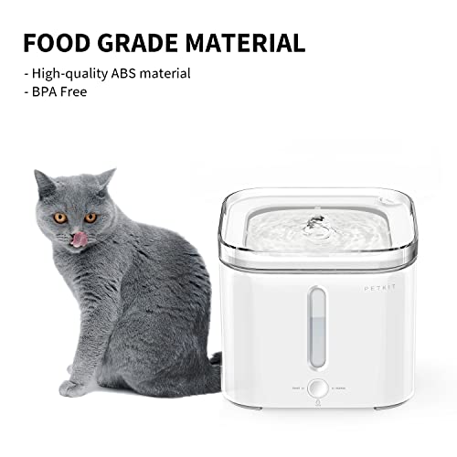 PETKIT Cat Water Fountain, Ultra-Quiet Cat Water Dispenser with Filter 68oz/2L, Auto Power-Off Pump, Intelligent Pet Water Fountain for Cats and Small Dogs with Dual Working Mode, LED Indicator Light