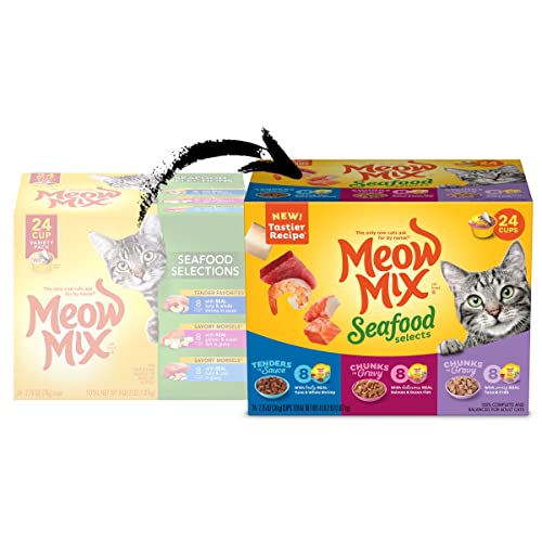 Meow Mix Seafood Selections Wet Cat Food, Variety Pack, 2.75 Ounce Cup (Pack of 24)