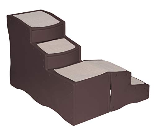 Pet Gear Easy Step Bed Stair for Cats/Dogs with Storage Compartment, Removable Washable Carpet Treads, Space-Saving Multi-Position Design