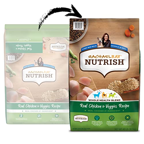 Rachael Ray Nutrish Premium Natural Dry Dog Food, Real Chicken & Veggies Recipe, 40 Pounds