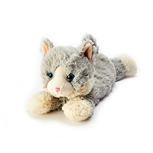 Intelex CP-CAT-4 Warmies Microwavable French Lavender Scented Plush Laying Down Cat, Laying Down Grey Cat