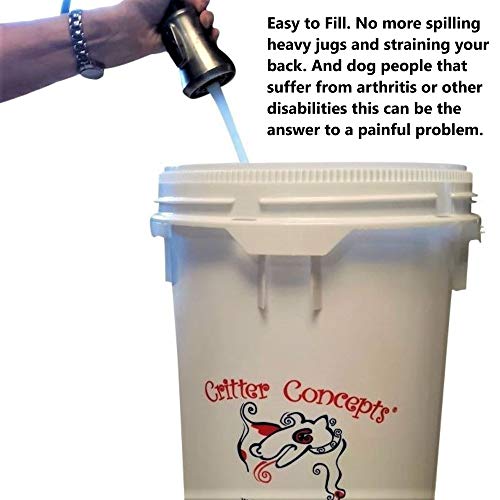 Critter Concepts Dog Water Dispenser 5 Gallon Automatic Waterer for Thirsty Dogs  Large Rolling Pet Fountain Dog Water Bowl, Anti-Fall Indoor/Outdoor Self-Dispensing Gravity Design, Easy to Clean