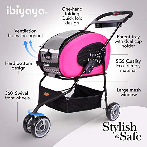 5 in 1 Pet Carrier + Backpack + CarSeat + Pet Carrier Stroller + Carriers with Wheels for Dogs and Cats All in ONE (Pink)