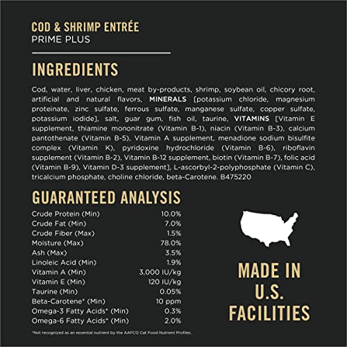 Purina Pro Plan Grain Free Senior Pate Wet Cat Food Variety Pack, PRIME PLUS Seafood Favorites - (2 Packs of 12) 3 oz. Cans