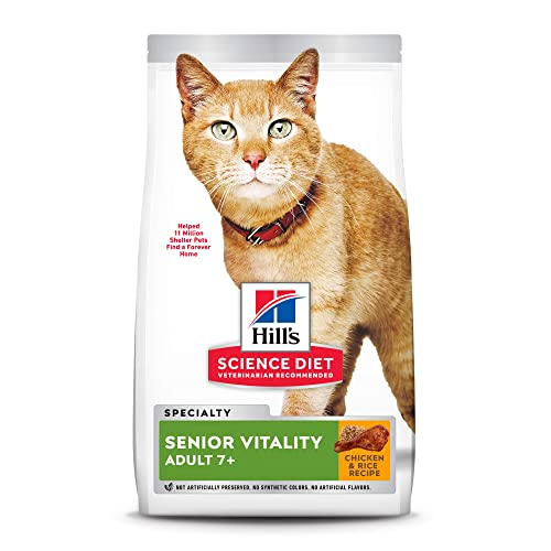 Hill's Science Diet Dry Cat Food, Adult 7+ for Senior Cats, Youthful Vitality Chicken & Rice Recipe, 13 lb Bag