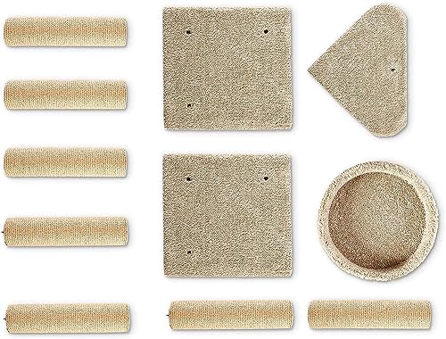 AmazonBasics Large Cat Condo Tree Tower with Scratching Post - 18 x 18 x 46 Inches, Beige