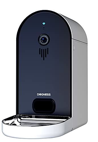 DOGNESS Automatic WiFi Dog/Cat Smart Camera Feeder - 6.5Lbs Large Capacity App Control Food Dispenser with WiFi, Portion Control, Voice Recording, Camera, Timer Programmable - Dark Blue