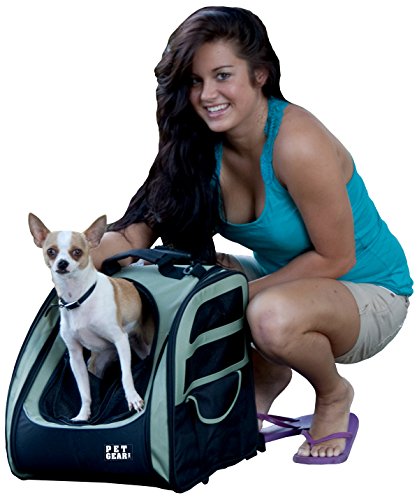 Pet Gear I-GO2 Roller Backpack, Travel Carrier, Car Seat for Cats/Dogs, Mesh Ventilation, Included Tether, Telescoping Handle, Storage Pouch