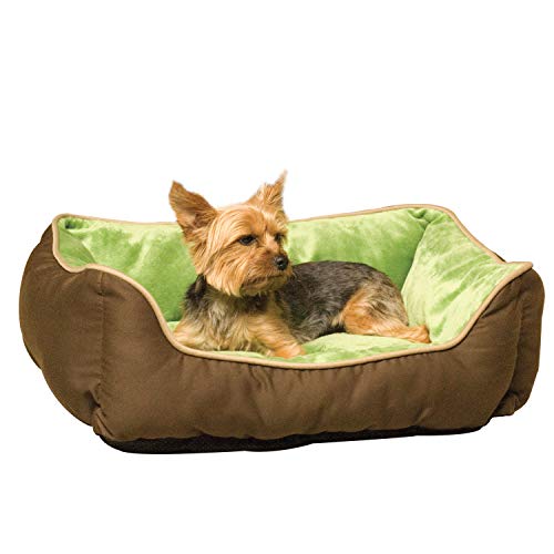 K&H Manufacturing Self-Warming Lounge Sleeper Pet Bed, Mocha/Green, Small