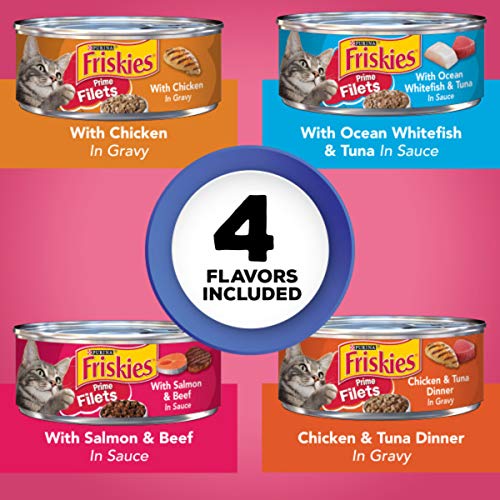 Purina Friskies Wet Cat Food Variety Pack, Surfin' & Turfin' Prime Filets Favorites - (40) 5.5 oz. Cans, Prime Filets Variety Pack