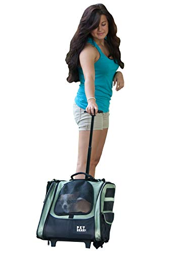 Pet Gear I-GO2 Roller Backpack, Travel Carrier, Car Seat for Cats/Dogs, Mesh Ventilation, Included Tether, Telescoping Handle, Storage Pouch