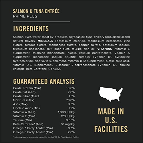 Purina Pro Plan Grain Free Senior Pate Wet Cat Food Variety Pack, PRIME PLUS Seafood Favorites - (2 Packs of 12) 3 oz. Cans