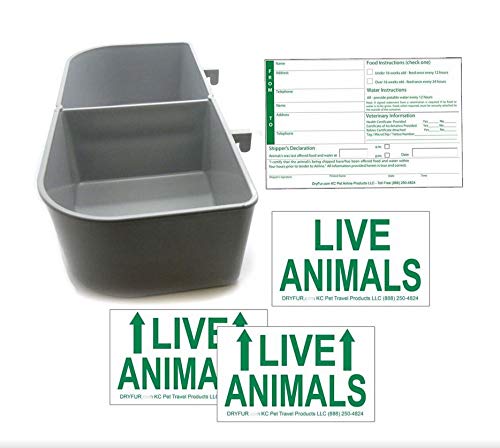 DryFur Kennel Travel Kit for Pets - Hook-On Dish & Live Animal Labels (Large)