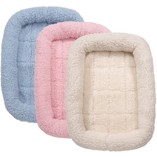 Slumber Pet Sherpa Crate Beds - Comfortable Bumper-Style Beds for Dogs and Cats, Medium, Natural Beige