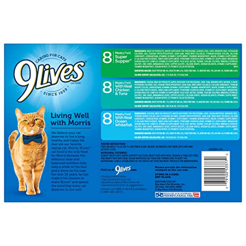 9 Lives Seafood & Poultry Favorites Wet Cat Food Variety (24 Pack), 5.5 Oz