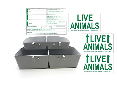 DryFur Kennel Travel Kit for Pets - Hook-On Dish & Live Animal Labels (Large)