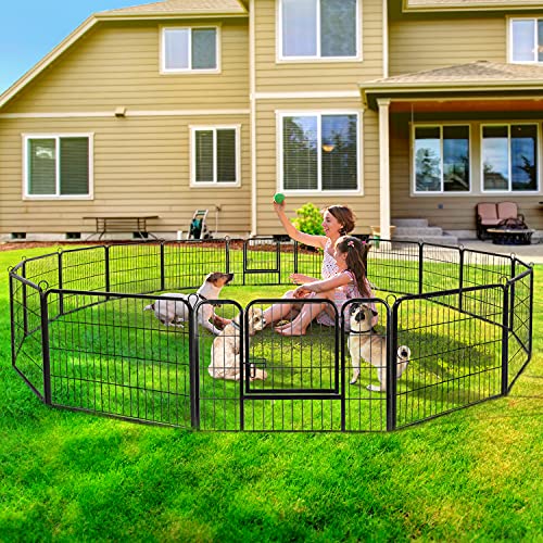 ZENY 31'' W x 24'' H Foldable Metal Exercise Pen & Pet Playpen Puppy Cat Exercise Fence Barrier Playpen Kennel - 16 Panels
