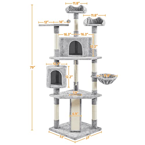 YAHEETECH 79 inches Multi-Level Cat Tree Condo with Scratching Post Pet Stand Play House Furniture Kitten Kitty Activity Tower