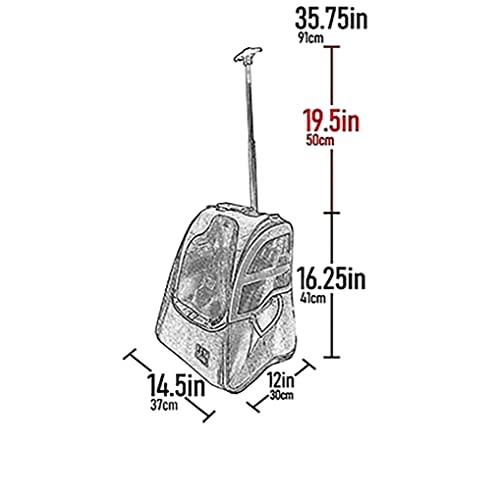 Pet Gear I-GO2 Roller Backpack, Travel Carrier, Car Seat for Cats/Dogs, Mesh Ventilation, Included Tether, Telescoping Handle, Storage Pouch
