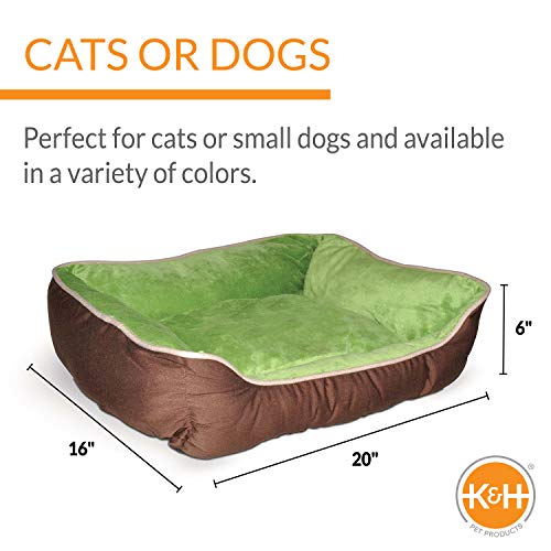K&H Manufacturing Self-Warming Lounge Sleeper Pet Bed, Mocha/Green, Small