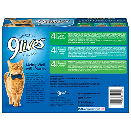 9Lives Paté Favorites Wet Cat Food Variety Pack, 5Oz Cans (Pack Of 12), Pack