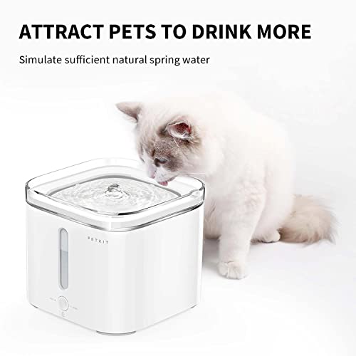 PETKIT Cat Water Fountain, Ultra-Quiet Cat Water Dispenser with Filter 68oz/2L, Auto Power-Off Pump, Intelligent Pet Water Fountain for Cats and Small Dogs with Dual Working Mode, LED Indicator Light