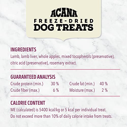 ACANA Singles Limited Ingredient Freeze-Dried Dog Treats, Lamb & Apple, Biologically Appropriate & Grain Free